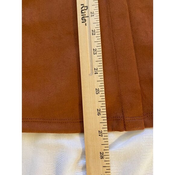 Shinestar Womens L Brown Faux Suede A-Line Skirt With Tie Waist Button Detail - Picture 9 of 12